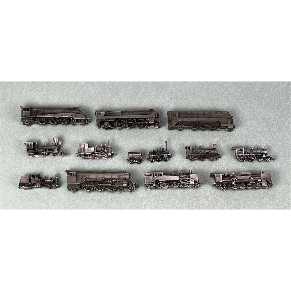 Pewter Train 1985 Steam Engine Trains Collectible Lot Of 13